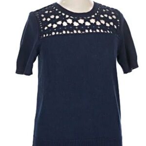 LOFT Deep Blue Sweater with Crochet Detail